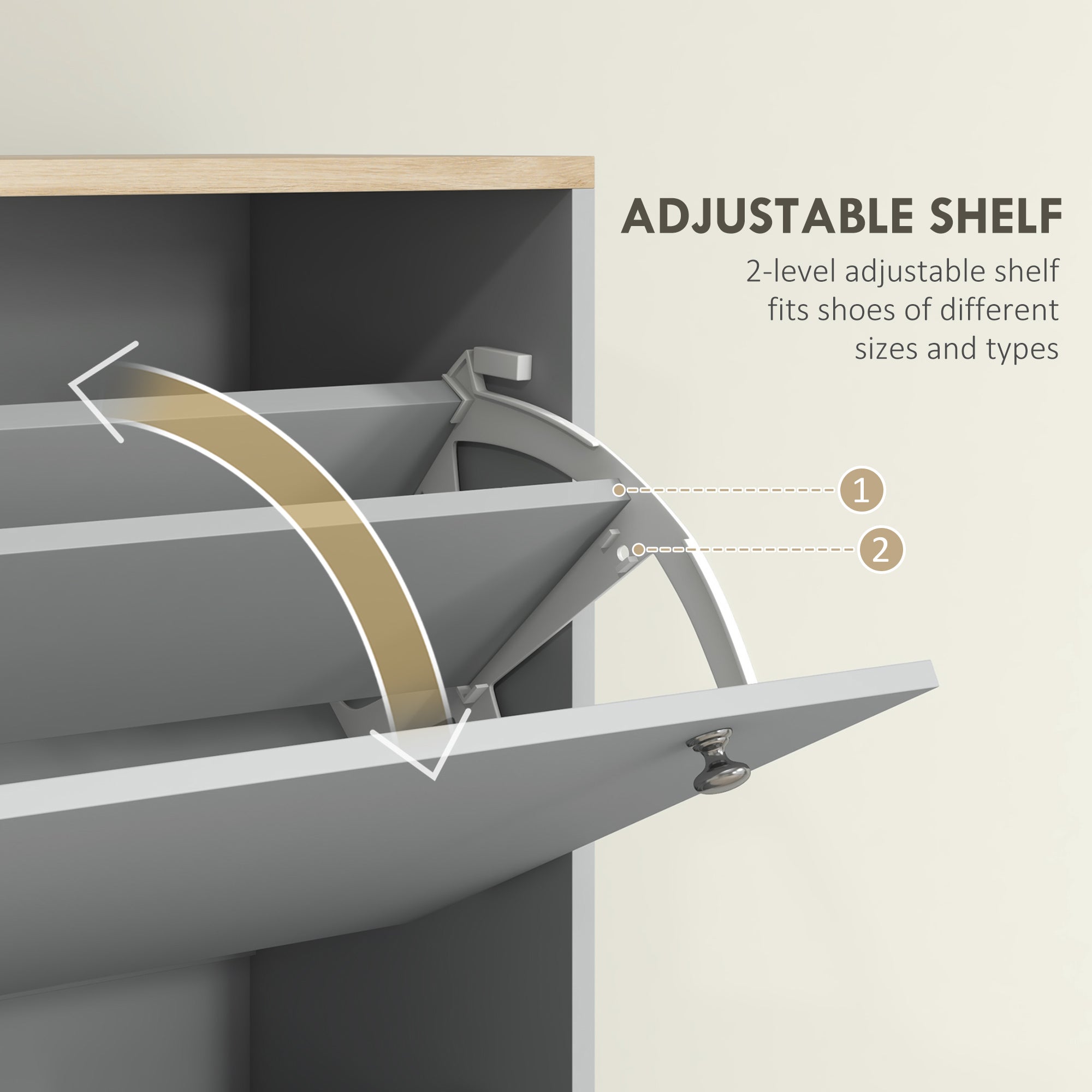 Entryway Shoe Storage Small Modern Flip-Flop Shoe Cabinet with 3 Flip Drawers Adjustable Shelves for 24 Pairs of Shoes, Grey