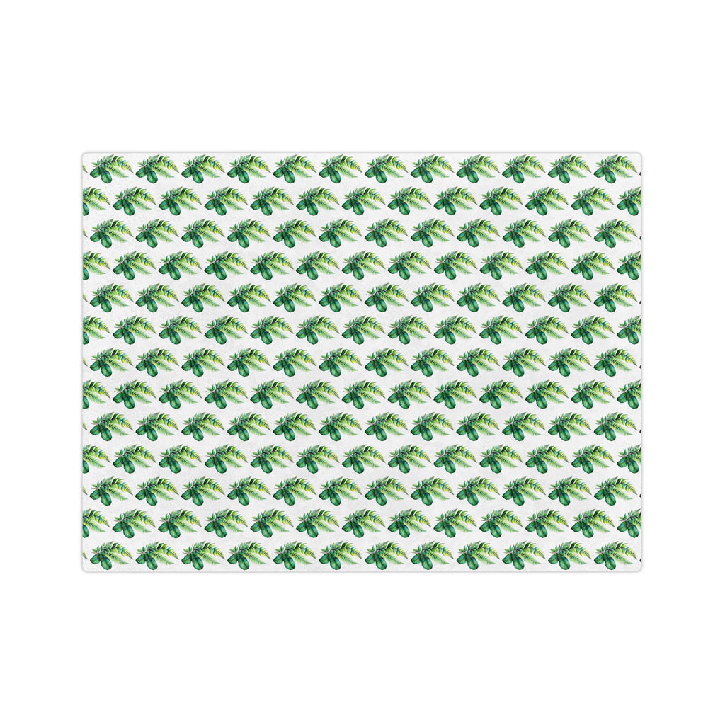 Tropical Palm Leaf Velveteen Microfiber Blanket – Lightweight Green Botanical Throw