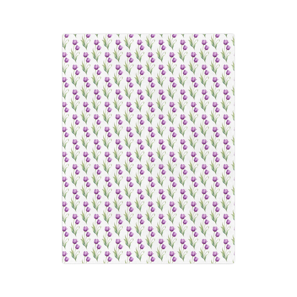 Floral Tulip Microfiber Blanket — Purple Tulip Pattern Throw