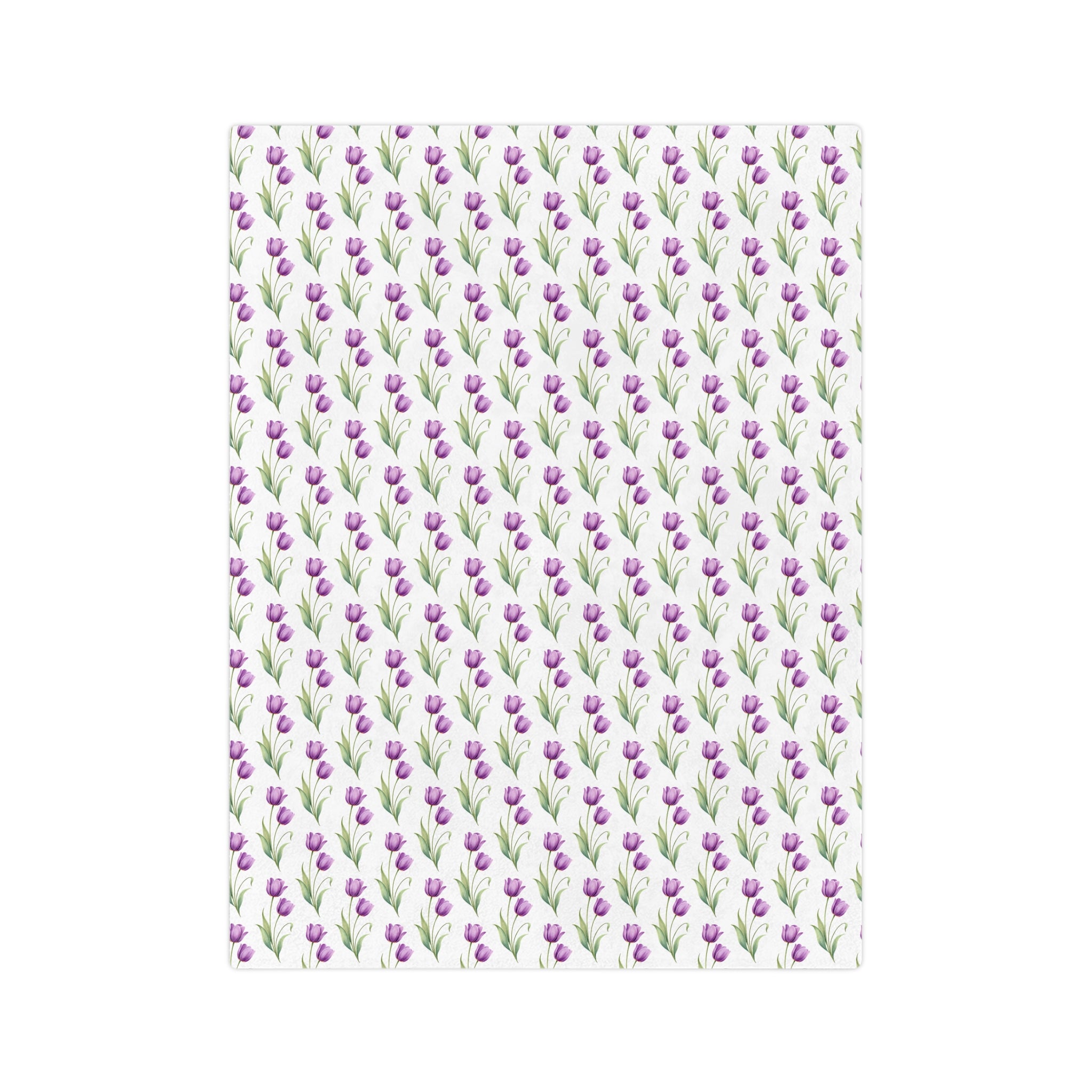 Floral Tulip Microfiber Blanket — Purple Tulip Pattern Throw