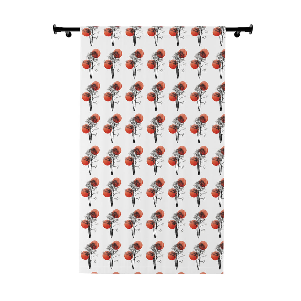 Floral Poppy Window Curtain – Red Poppy Pattern Single Panel