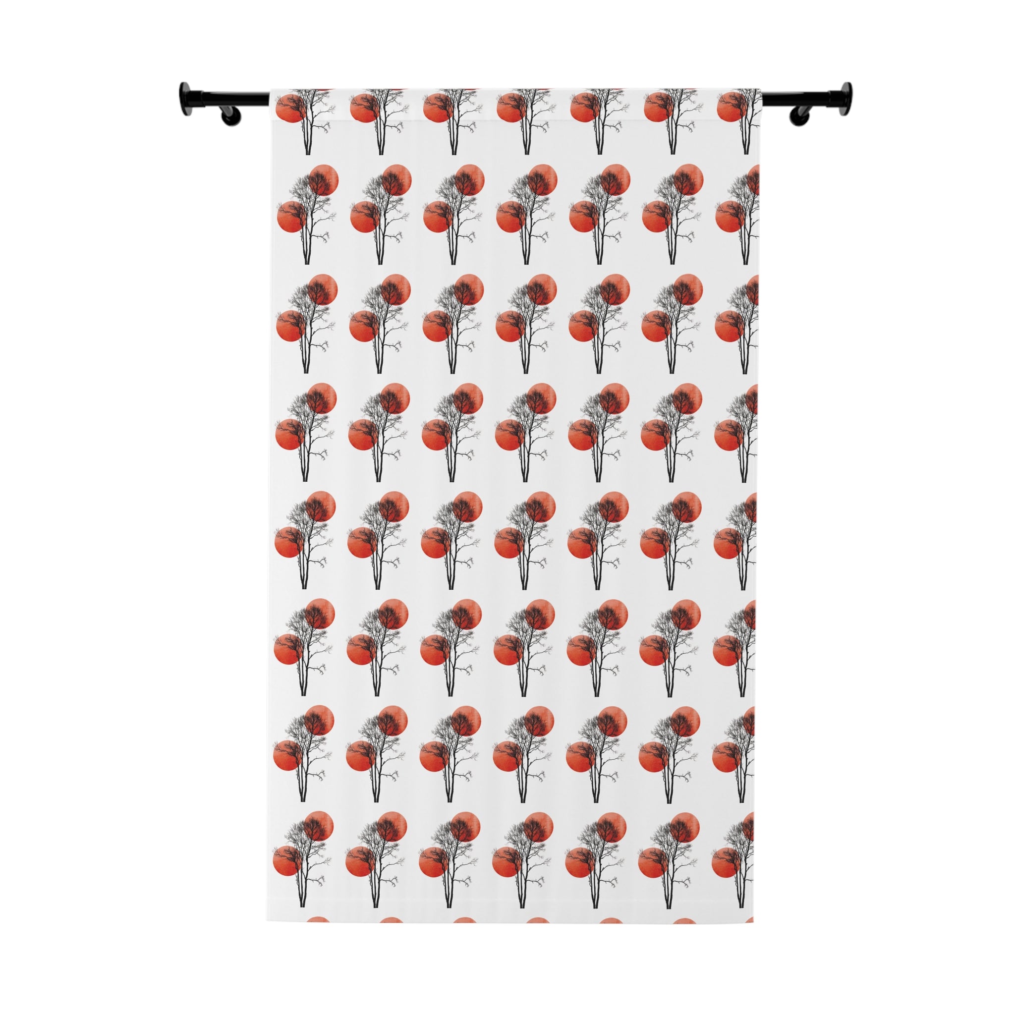 Floral Poppy Window Curtain – Red Poppy Pattern Single Panel