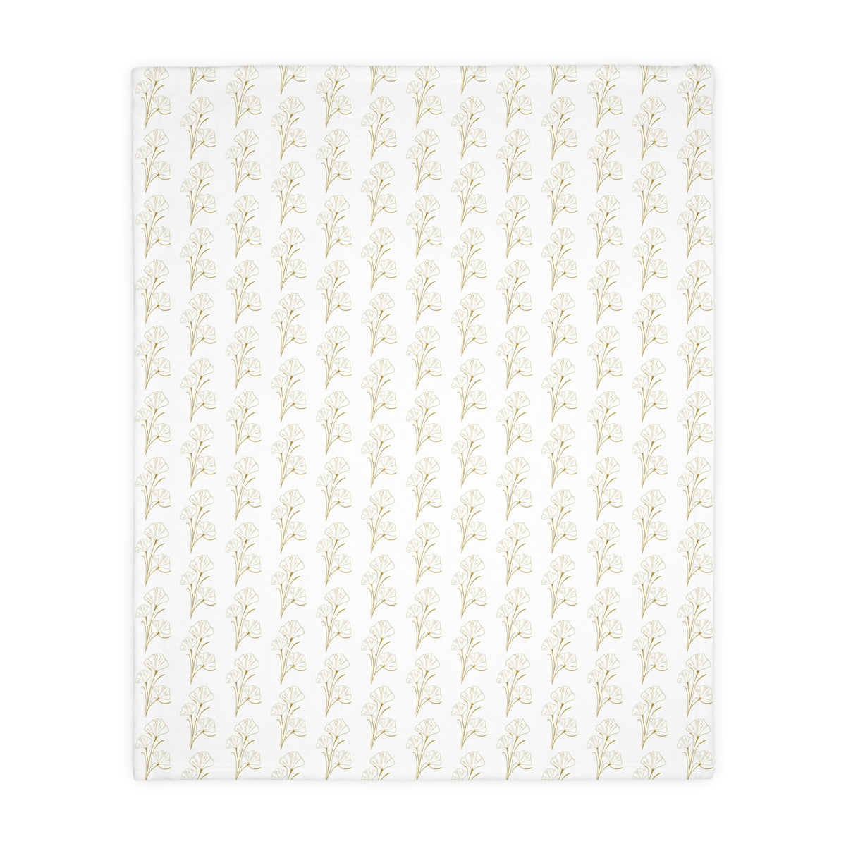 Botanical Velvet Throw Blanket - Neutral Gold Floral Microfiber, Reversible Two-Sided Cozy Throw