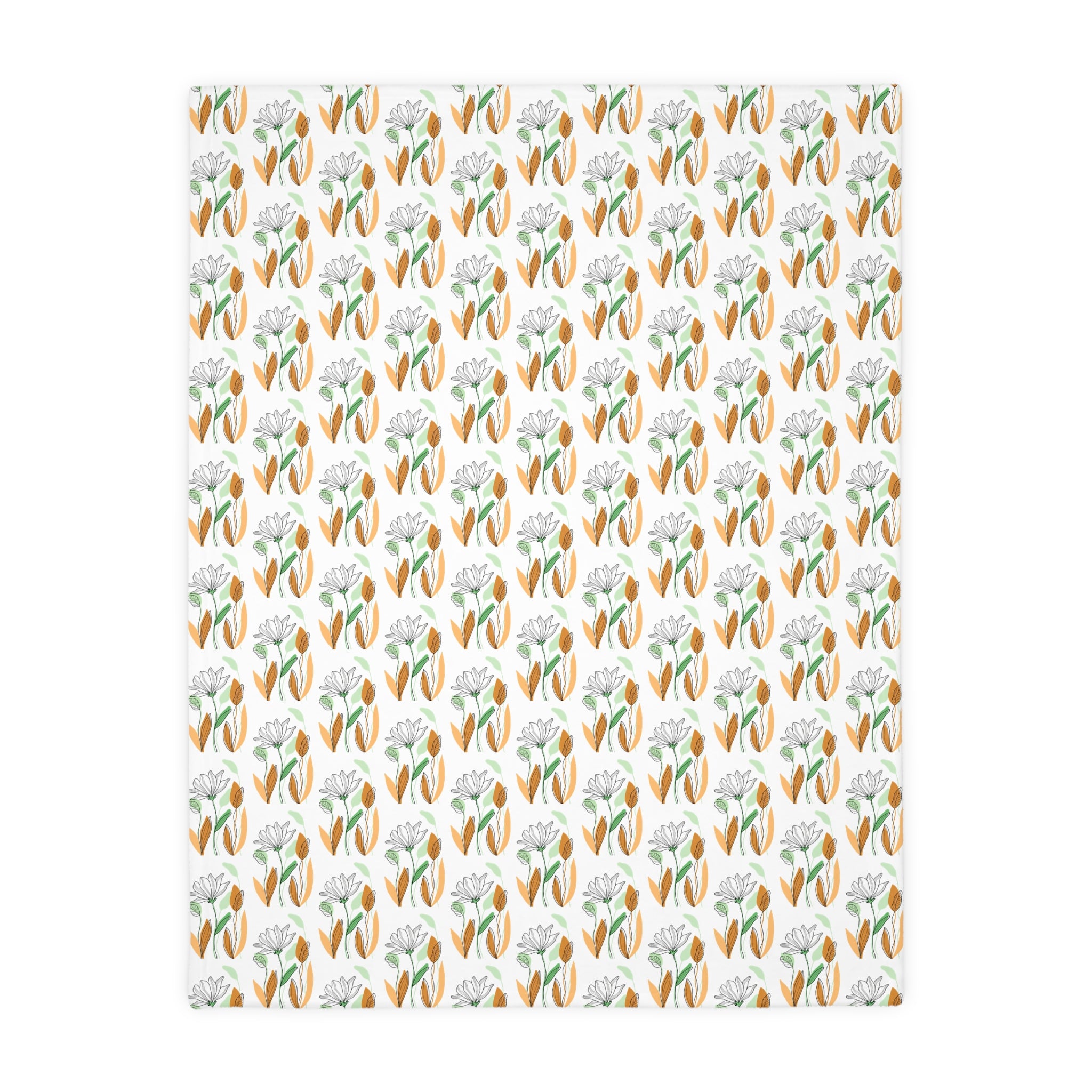 Tulip Pattern Velveteen Microfiber Blanket – Floral Two-Sided Throw
