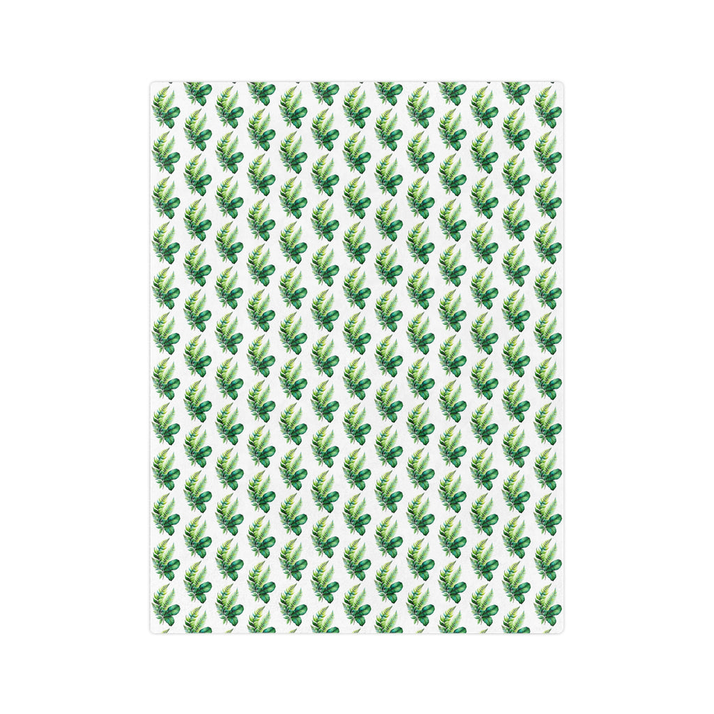 Tropical Palm Leaf Velveteen Microfiber Blanket – Lightweight Green Botanical Throw