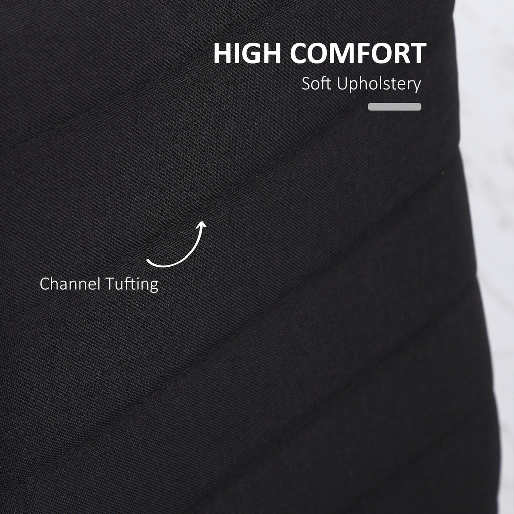 Modern Dining Chairs High Back Upholstered Linen Fabric with Metal Legs for Kitchen Black
