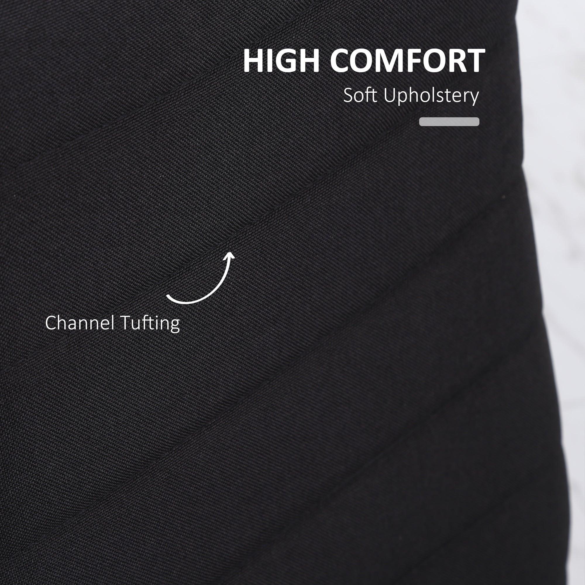 Modern Dining Chairs High Back Upholstered Linen Fabric with Metal Legs for Kitchen Black