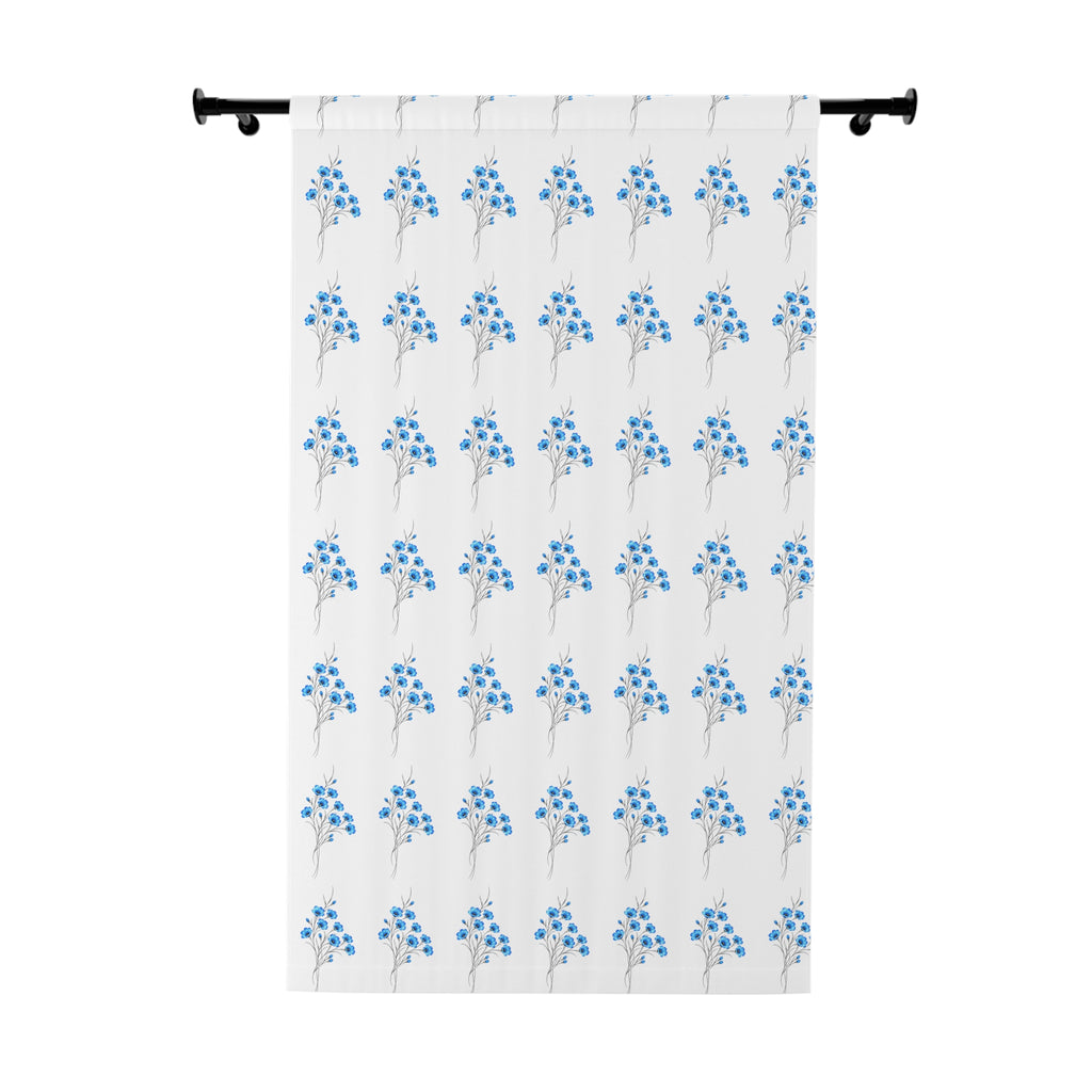 Blue Wildflower Window Curtain – Floral Single-Panel Sheer for Living Room & Bedroom