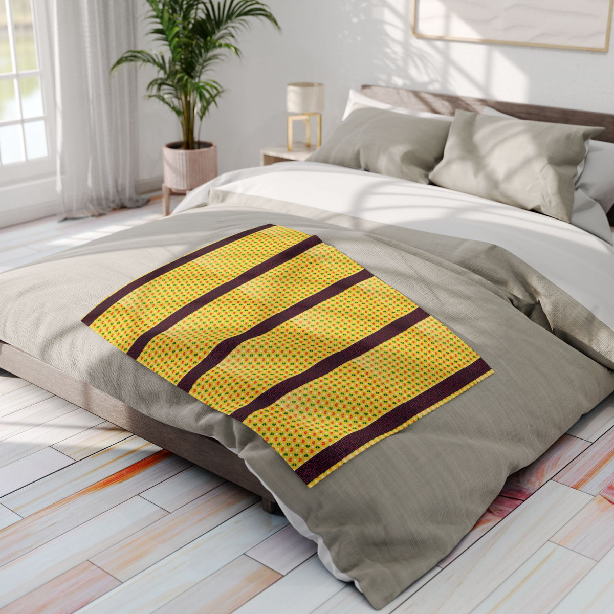 Arctic Fleece Blanket — Yellow Stripe Cozy Throw