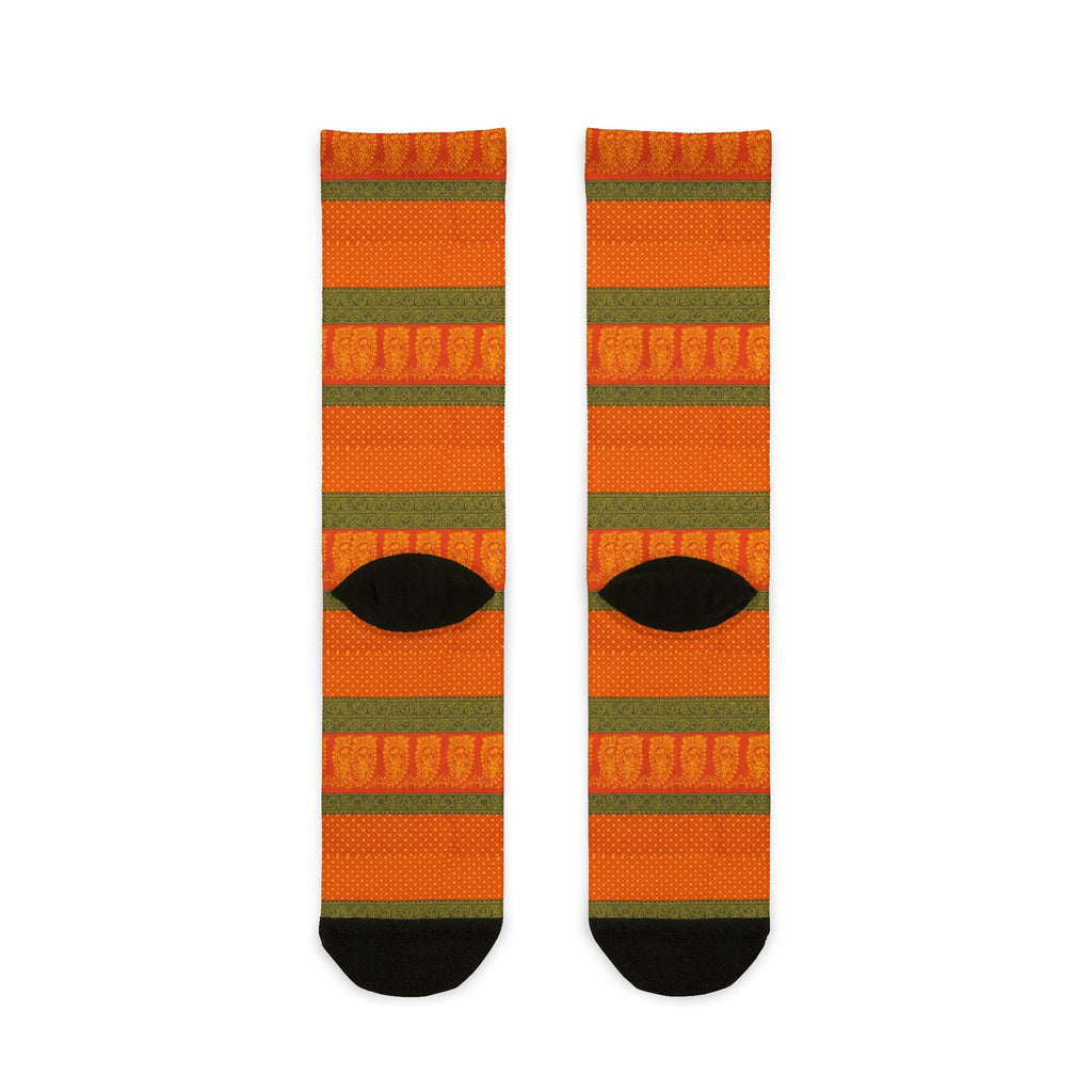 Orange Striped Crew Socks — Bright Fall Accent Socks