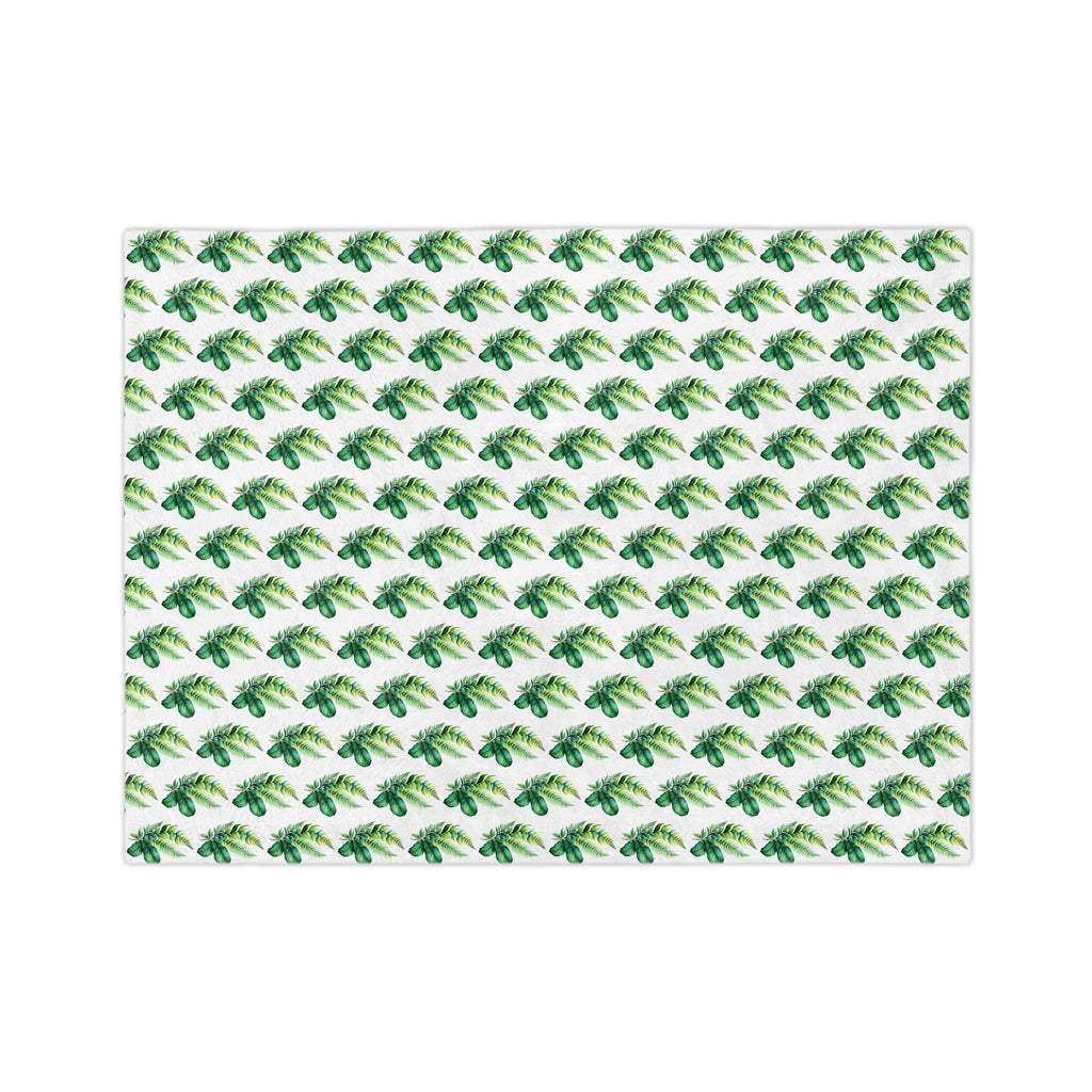 Tropical Palm Leaf Velveteen Microfiber Blanket – Lightweight Green Botanical Throw
