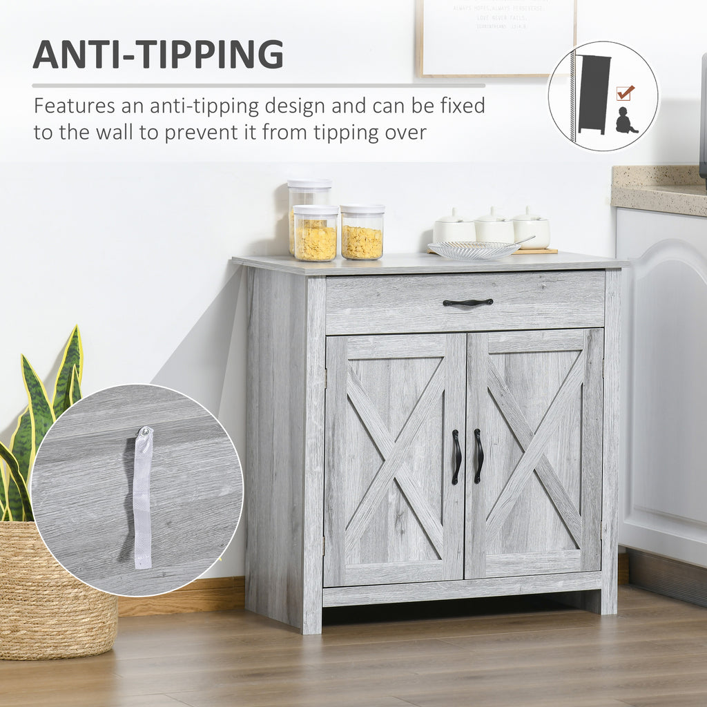 Farmhouse Sideboard Buffet Cabinet, Storage Cabinet with Barn Doors, Grey Grain