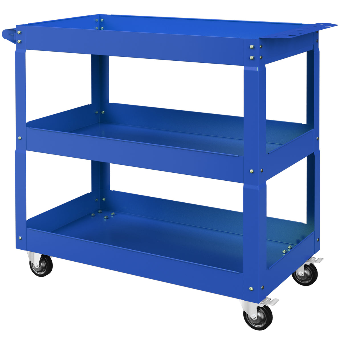 3 Tier Rolling Tool Cart with Wheels, 330 LBS Capacity Heavy Duty Utility Cart, Mobile Service Cart for Garage, Black