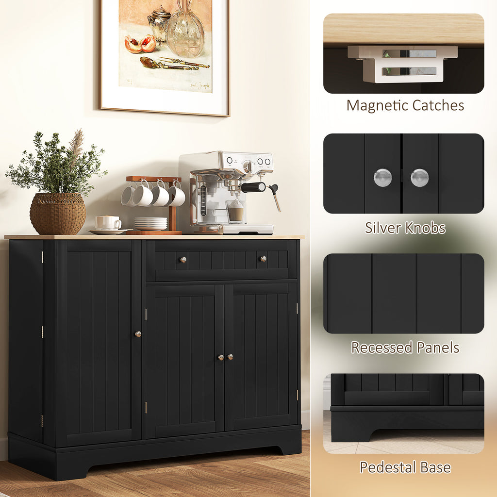 Modern Sideboard Cabinet, 41" Kitchen Buffet Cabinet with Drawer, Adjustable Shelf, 3 Doors for Dining Room, Grey