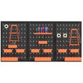 33 Piece Metal Pegboard Panels, Peg Board with 16 Hooks, Bins and Racks, Black and Orange