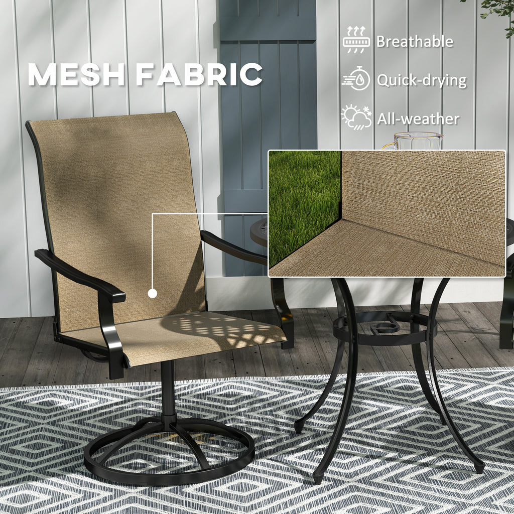 Outdoor Swivel Dining Chairs Set of 2, High Back Swivel Chairs with All Weather Mesh for Deck, Backyard, Poolside, Grey