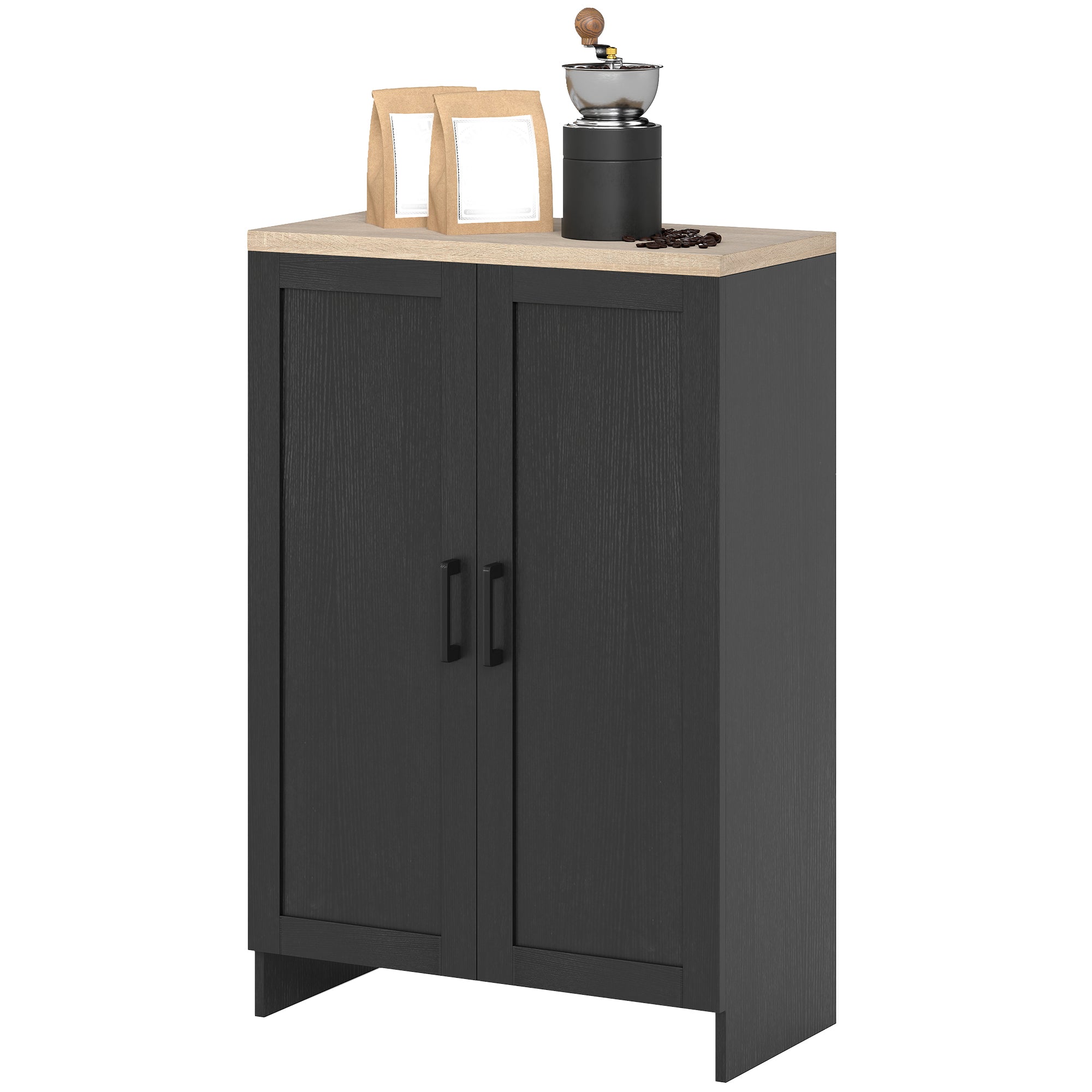 Modern Storage Cabinet with Doors and Adjustable Shelf for Kitchen, Living room, 23.6" x 11.8" x 35.4", White