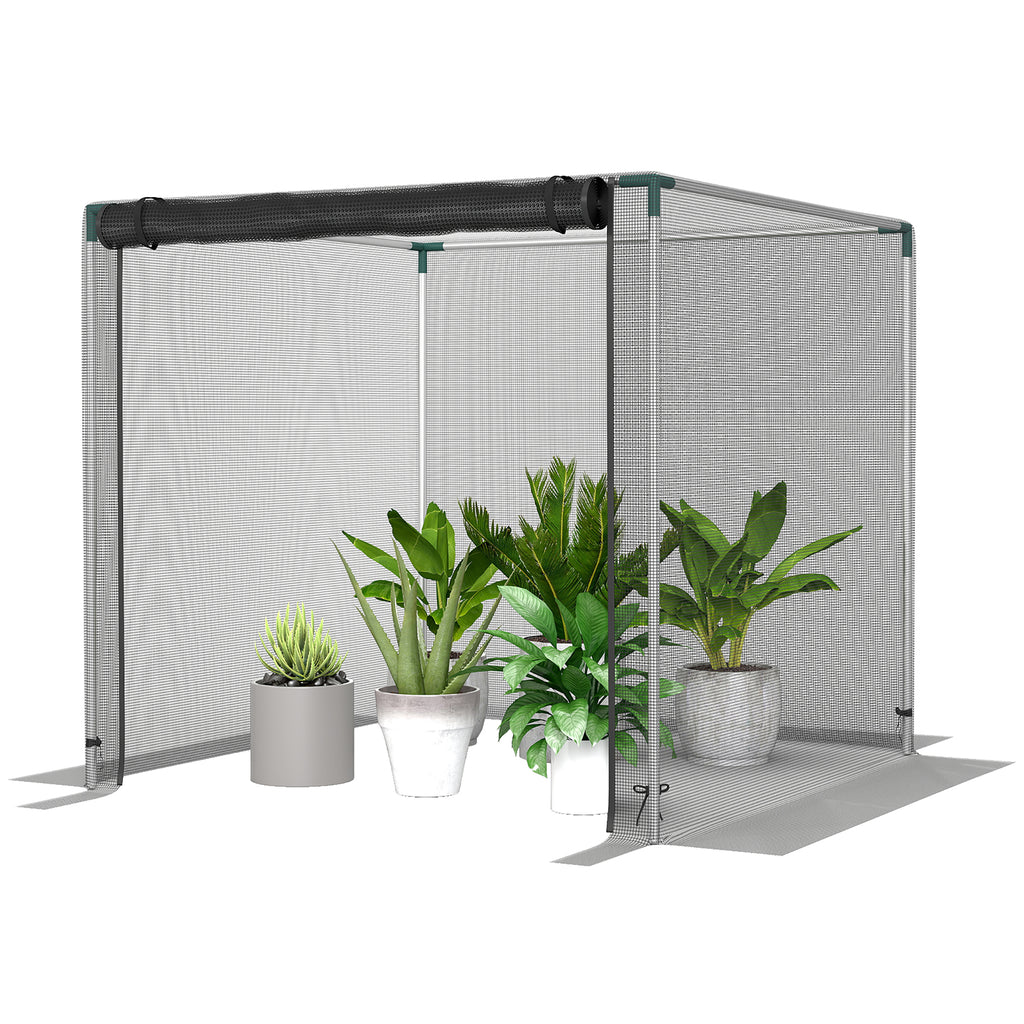 Galvanized Steel Crop Cage, Plant Protection Tent with Zippered Door, 4' x 4', Green