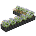 L-Shaped Raised Garden Bed, 82" x 109" x 12" Galvanized Steel Planter Box with Multi-reinforced Rods for Vegetables, Flowers and Herbs, Black