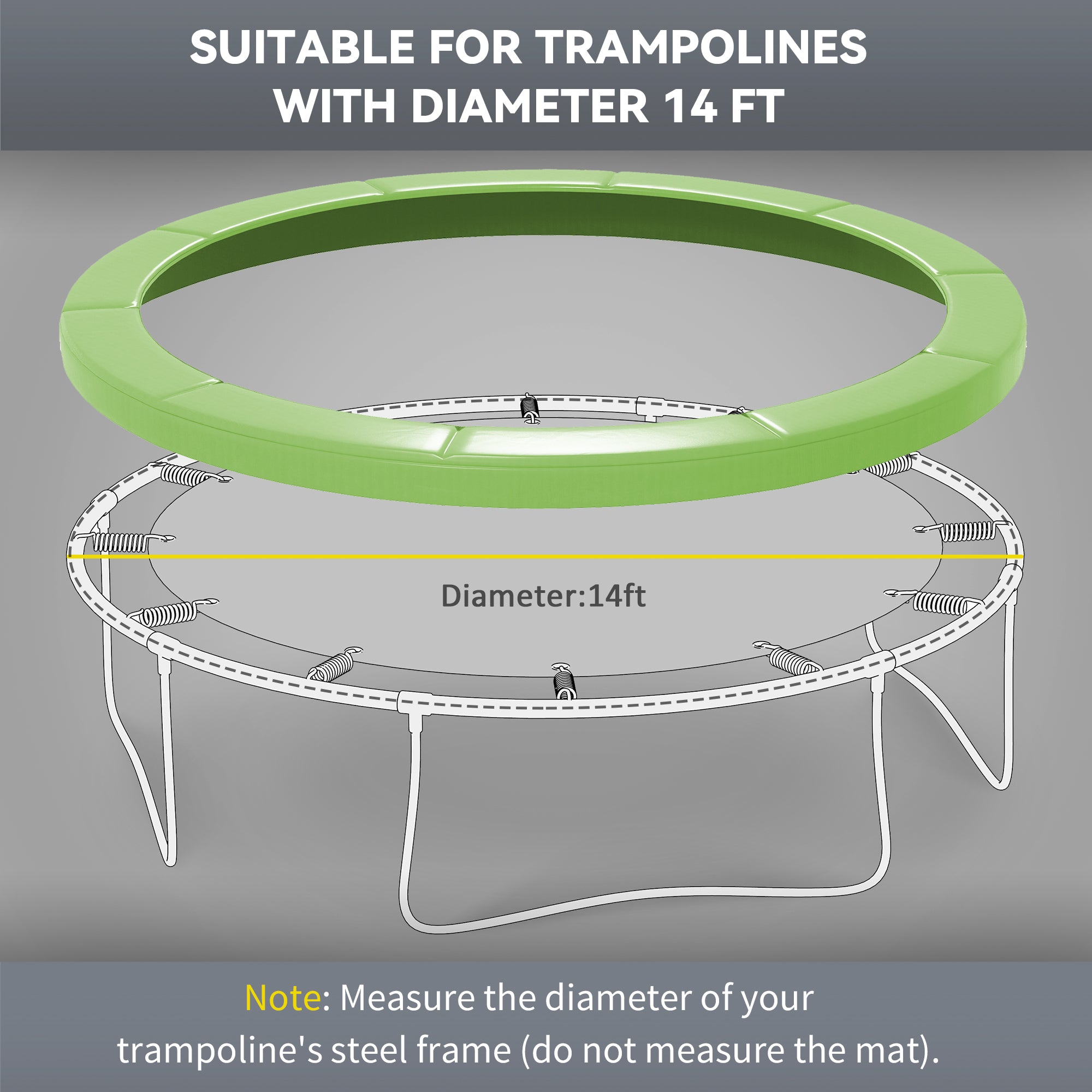 Soozier 14FT Trampoline Spring Cover, Trampoline Pad Replacement, All-Weather Trampoline Accessories, Green