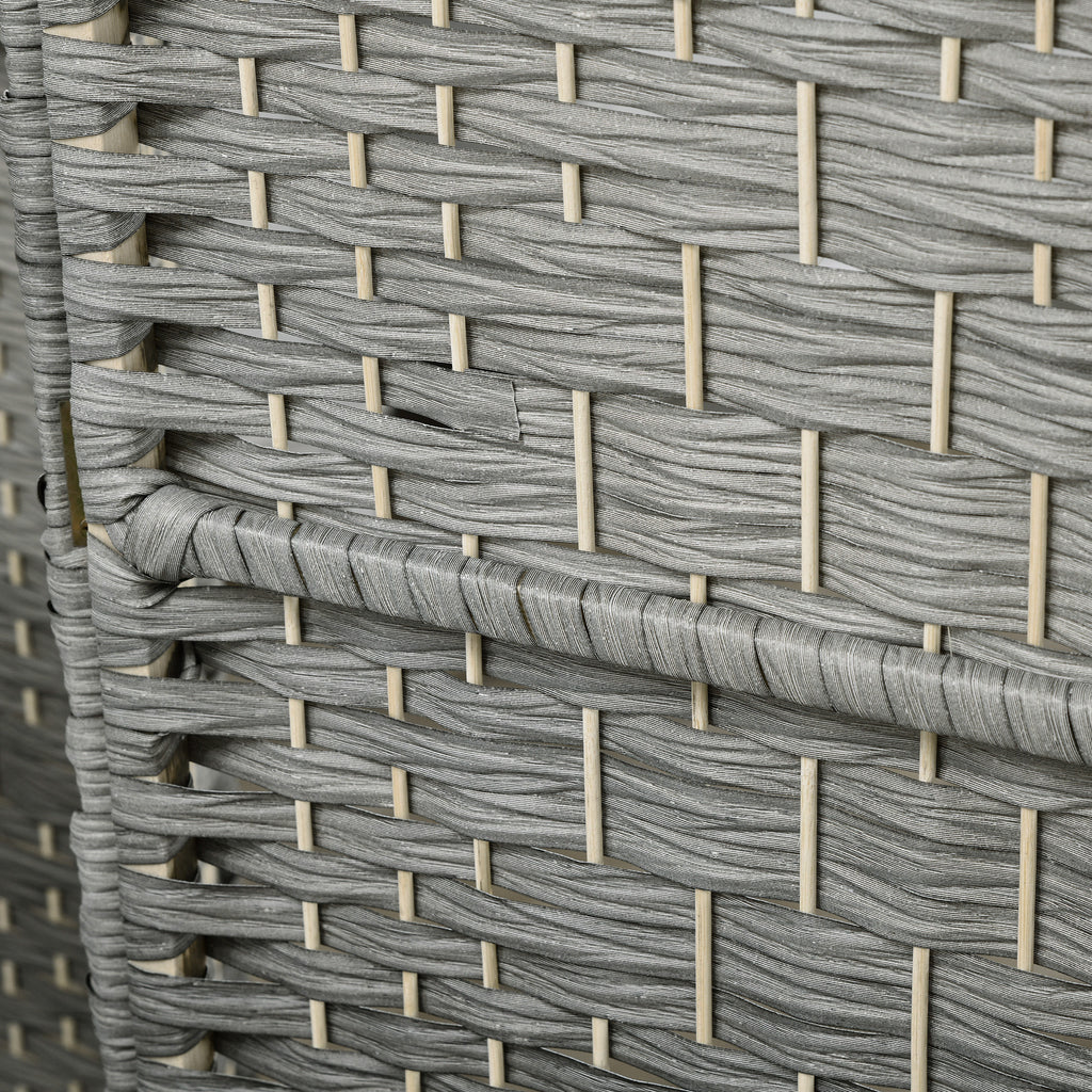 6 Ft Tall Folding Room Divider, 3 Panel Portable Privacy Screen, Hand-Woven Partition Wall Divider, Mixed Grey