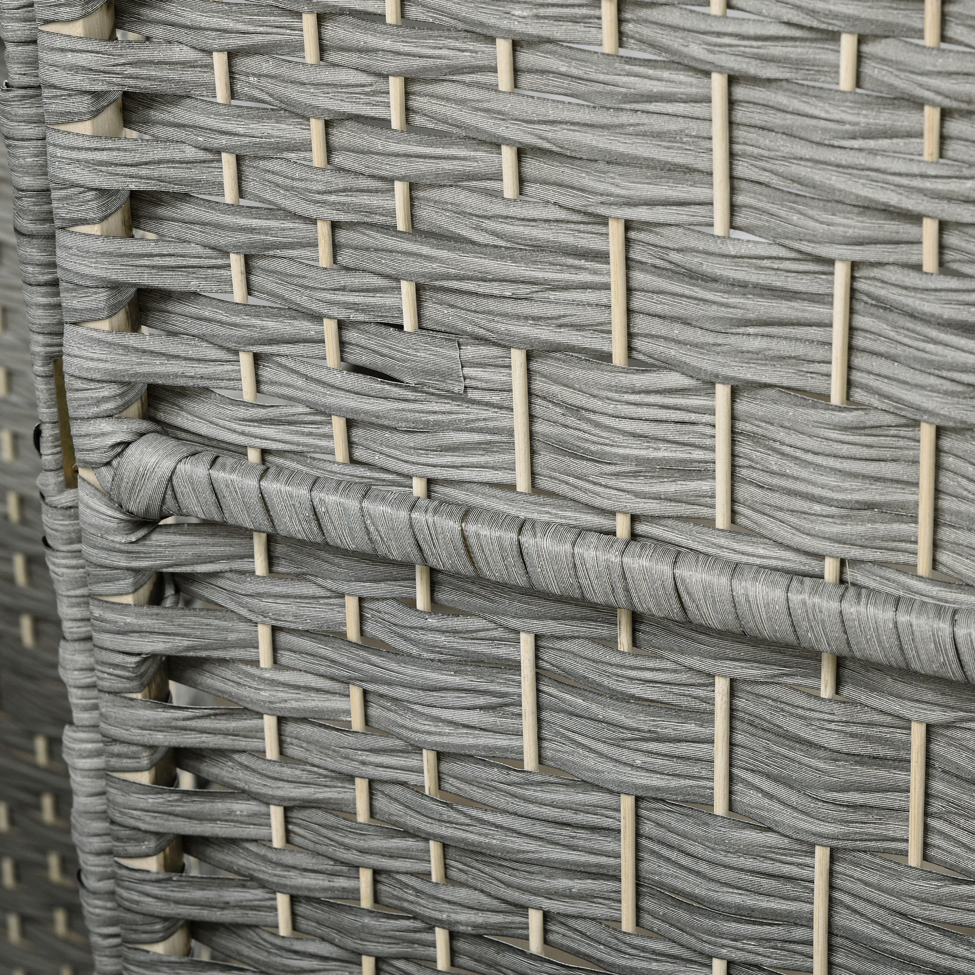 6 Ft Tall Folding Room Divider, 3 Panel Portable Privacy Screen, Hand-Woven Partition Wall Divider, Mixed Grey