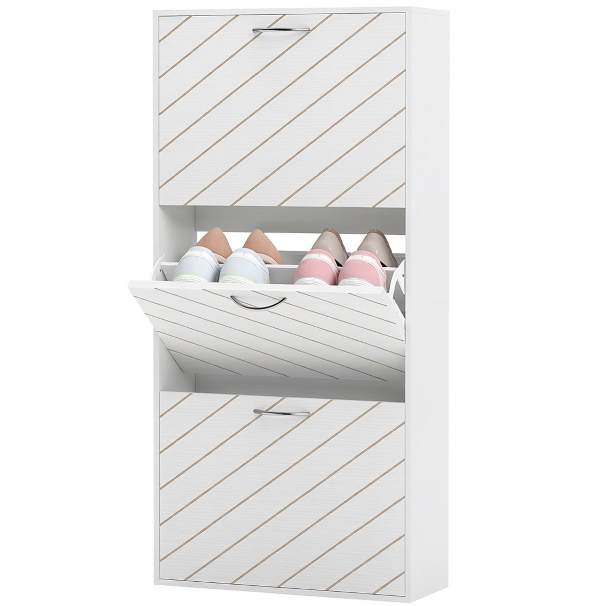 Shoe Storage Cabinet with 3 Flip Drawers, Narrow and Slim, 12 Pair of Shoes Organizer for Hallway, Entryway
