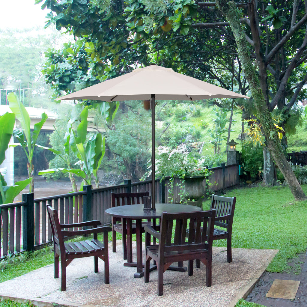 6.6FT Patio Umbrella, Outdoor Parasol with 6 Solid Ribs, Cream White