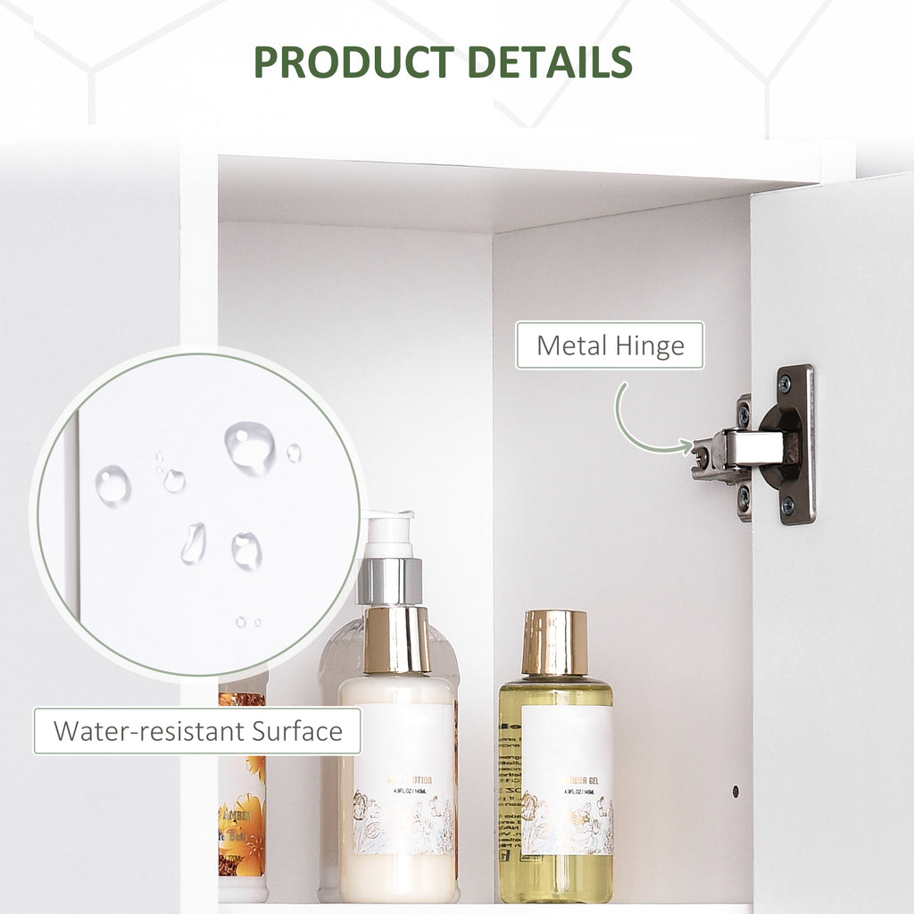 Tall Bathroom Vanities, Narrow Bathroom Cabinets with 2 Doors, Open Compartment and Adjustable Shelves, White