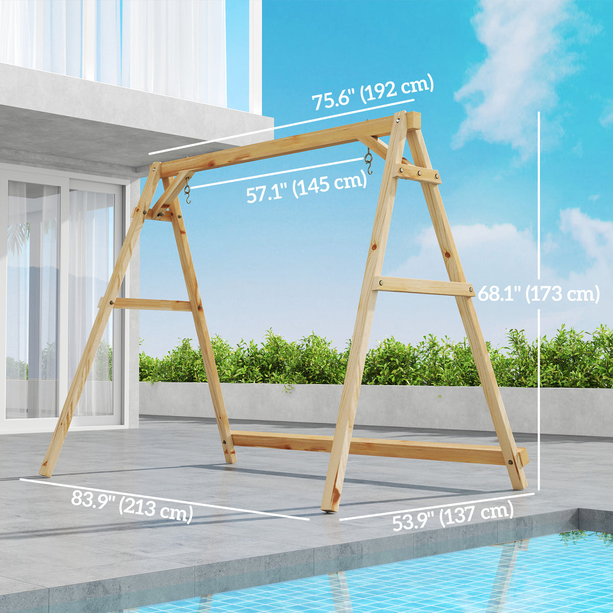 770lbs Porch Swing Frame, Heavy Duty A-Frame Hanging Chair Stand Only with Reinforced Bars for Porch, Garden, Backyard