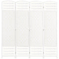 4 Panel Folding Room Divider, Portable Privacy Screen, Wave Fiber Room Partition for Home Office, White