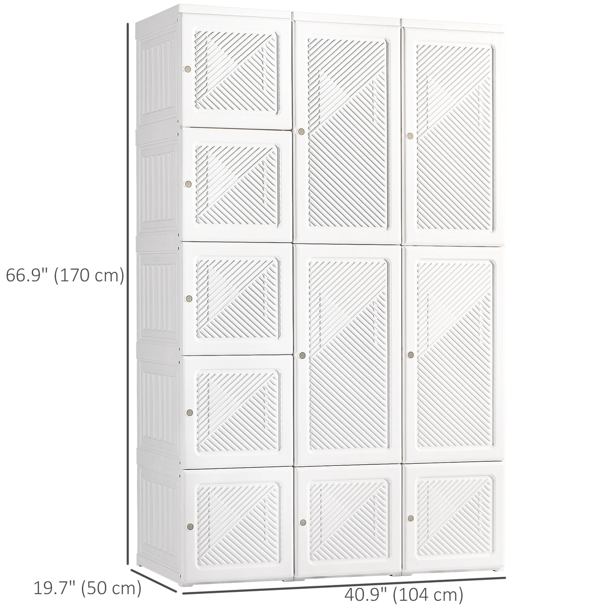 Portable Wardrobe Closet, Folding Bedroom Wardrobe, Clothes Storage Organizer with 8 Cube Compartments, White