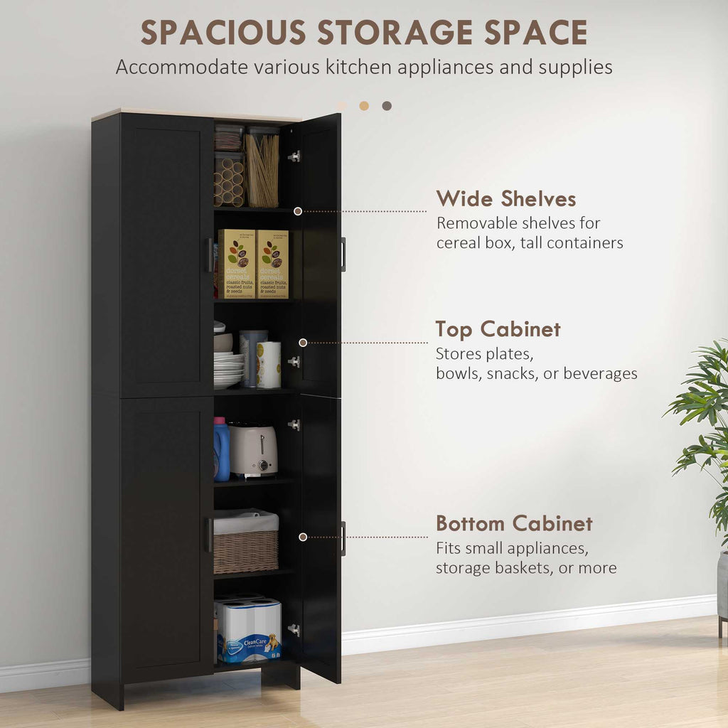 67" 4-Door Kitchen Pantry Cabinet, Freestanding Storage Cabinet Cupboard with Adjustable Shelves, White