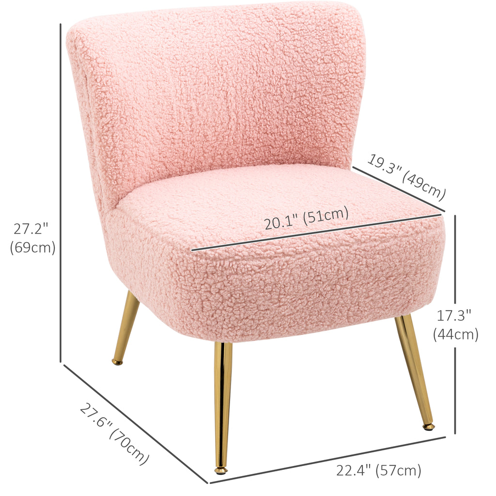 Lounge Chair for Bedroom Living Room Chair with Soft Upholstery and Gold Legs Pink