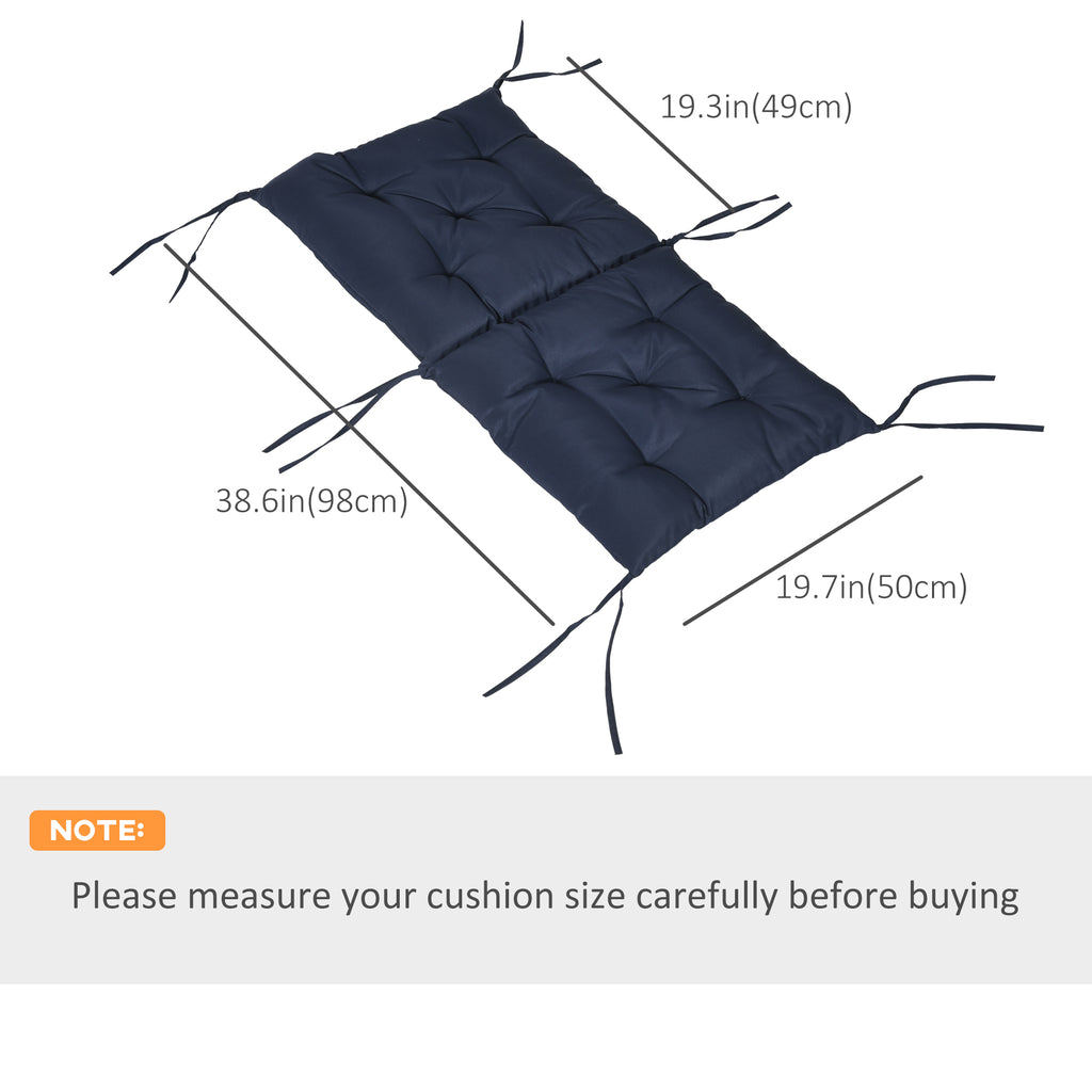 Patio Chair Cushions Set of 2, 39" x 20" x 3" Outdoor Tufted Cushion Set with Ties for Indoor Outdoor Garden Furniture, Dark Grey