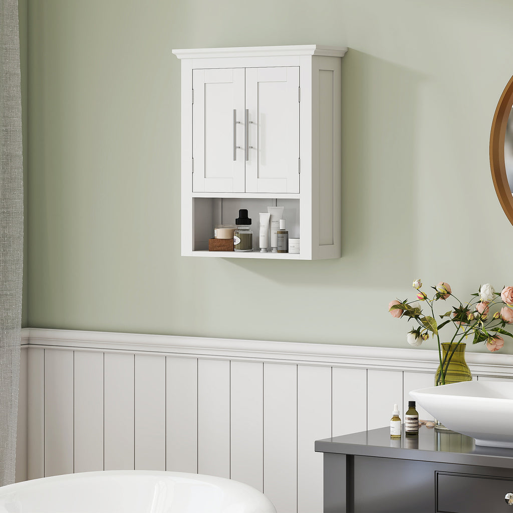 Bathroom Wall Cabinet, Medicine Cabinet, Toilet Storage Cabinet with Shelf for Living Room and Entryway, White