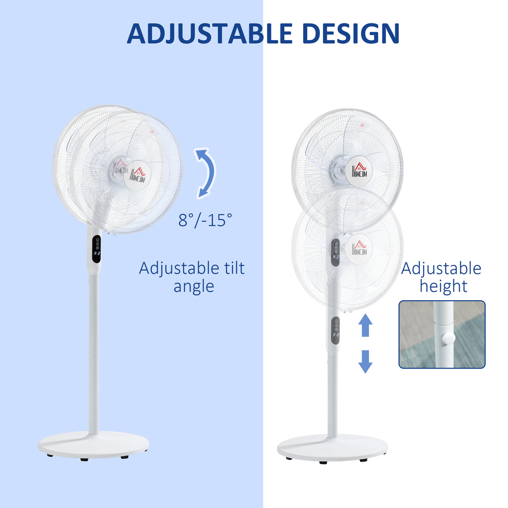 Floor Standing Fan with Remote Control, Oscillating, LED Screen, Stand Up Cooling Fan, Tall Pedestal Electric Fan for Home Bedroom, Black