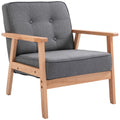 Mid-Century Accent Chair Modern Fabric Upholstered Tufted Back Lounge Sofa Seat - Grey