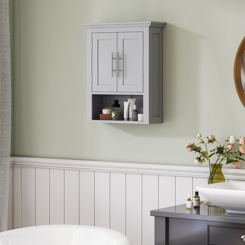 Bathroom Wall Cabinet, Medicine Cabinet, Toilet Storage Cabinet with Shelf for Living Room and Entryway, White