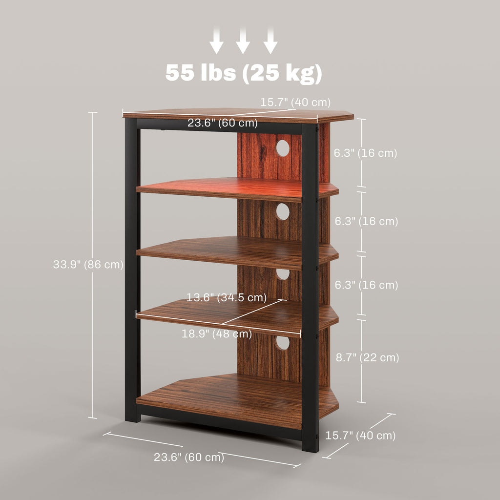 TV Stand for TVs up to 29", Entertainment Center with 4-Tier Storage Shelves and LED Lights for Living Room