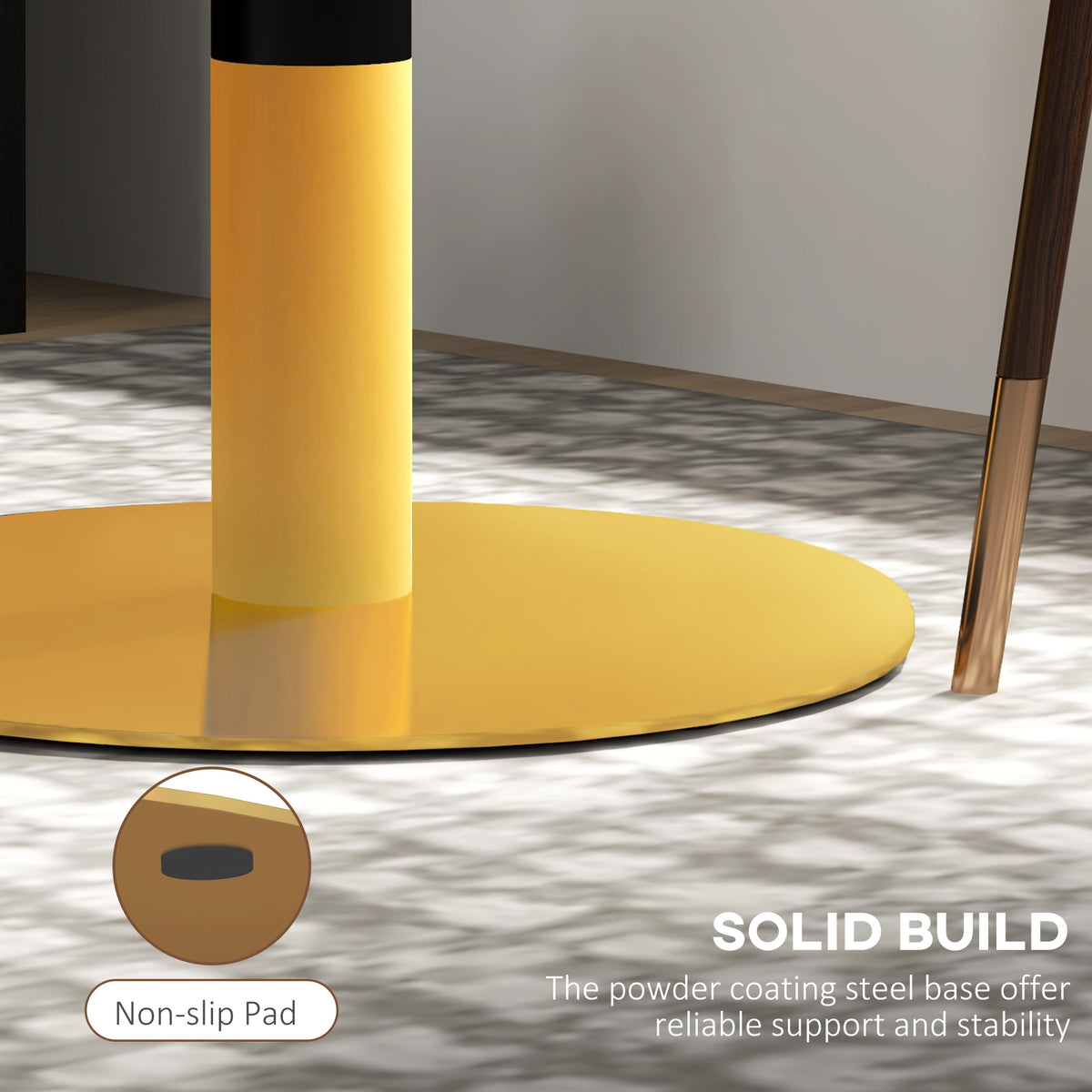 Round Dining Table, Modern Dining Room Table with Faux Marble Top, Steel Base, Space Saving Small Kitchen Table, White