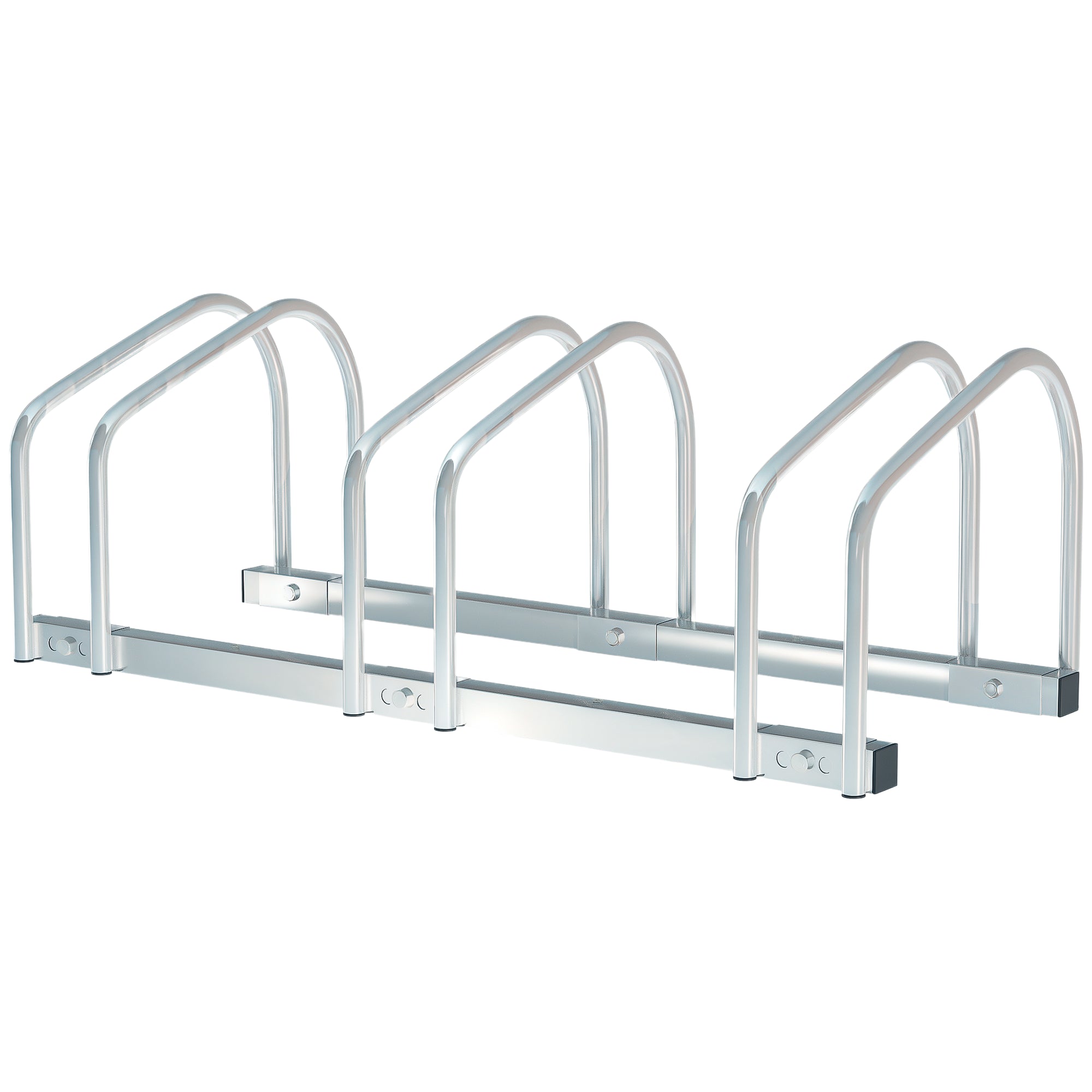 5-Bike Bicycle Floor Parking Rack Cycling Storage Stand Ground Mount Garage Organizer for Indoor and Outdoor Use Silver
