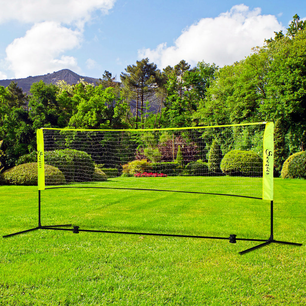 Soozier 10ft Badminton Net, Height Adjustable Outdoor Sports Net with Carry Bag, for Tennis, Pickleball and Volleyball, Yellow