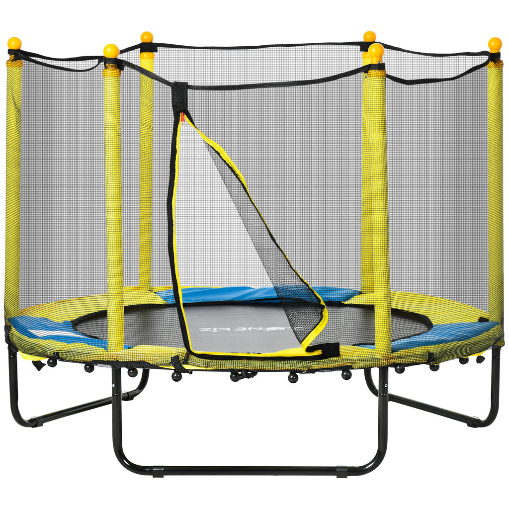 Qaba 4.6FT Trampoline for Kids with Enclosure Net for Ages 3-6, Indoor Outdoor Use, Black