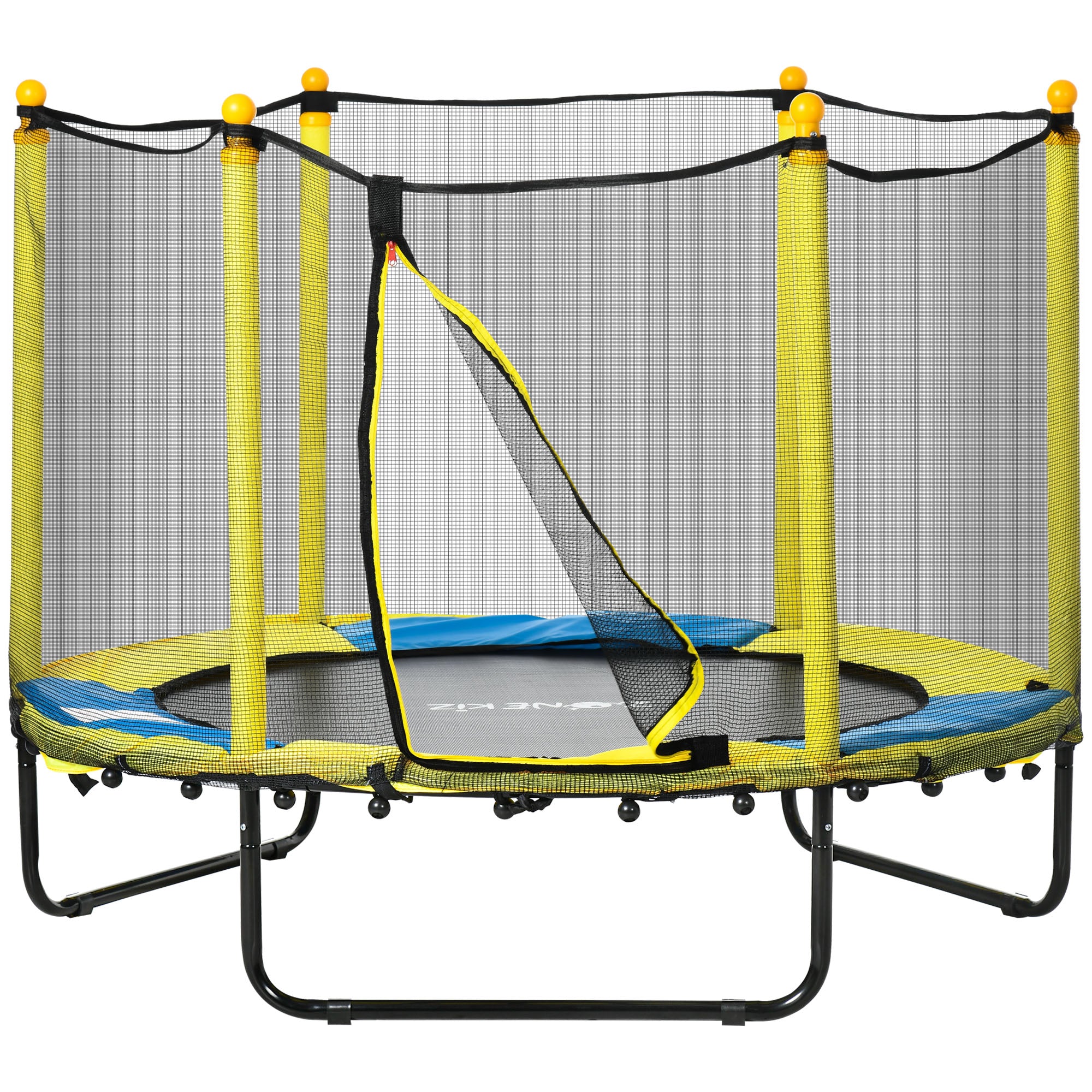 Qaba 4.6FT Trampoline for Kids with Enclosure Net for Ages 3-6, Indoor Outdoor Use, Black