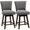 2 Pieces Swivel Bar Stools, Counter Height Stools Set of 2 with Wood Legs and Footrests for Dining Room, Dark Grey