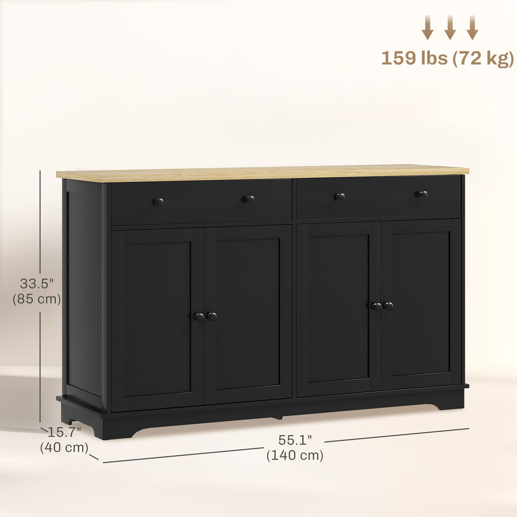 Modern Sideboard, Buffet Cabinet with Storage Drawers, Adjustable Shelves for Living Room, Dining Room, Entryway, White