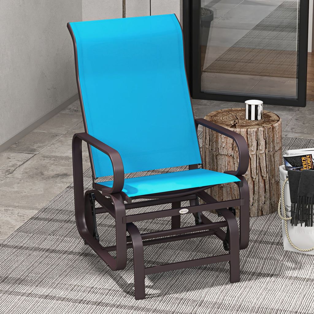Patio Glider with Breathable Mesh Fabric, Outdoor Glider Chair, Garden Rocking Gliding Seat for Patio, Yard, Porch, Grey