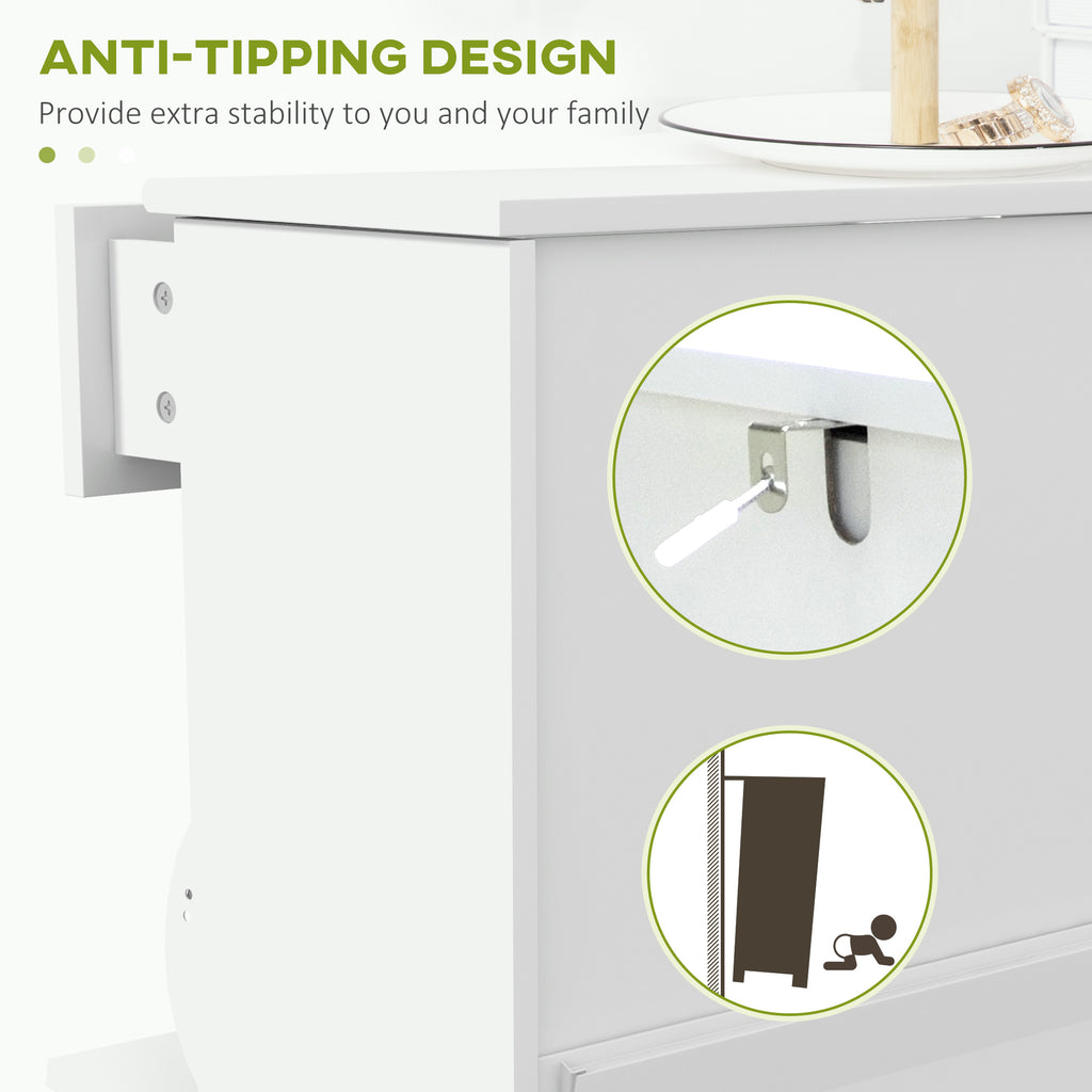 Slim Shoe Storage with 2 Flip Drawers and Adjustable Shelves Shoe Cabinet Organizer for 8 Pair,  White