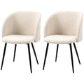 Dining Chairs Set of 2, Sherpa Fleece Upholstered Kitchen Chairs with Backrest and Steel Legs, Cream White